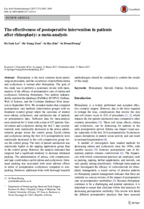 The effectiveness of postoperative intervention in patients after rhinoplasty: a meta-analysis