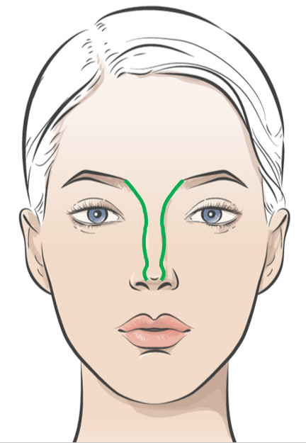 แนวสันจมูกที่ทำให้ดูเป็นธรรมชาติเมื่อมองจากด้านหน้า