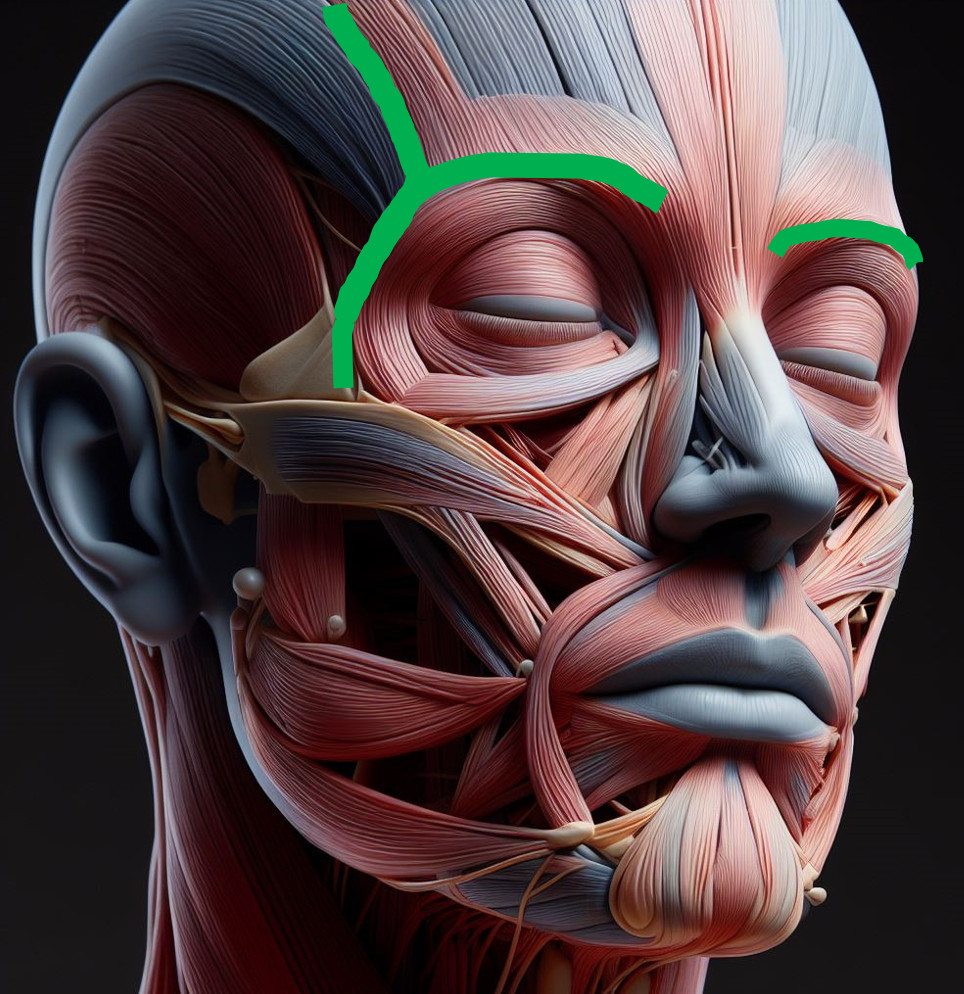 การยกคิ้วหรือยกหน้าผากจะต้องมีการตัด retaining ligament 